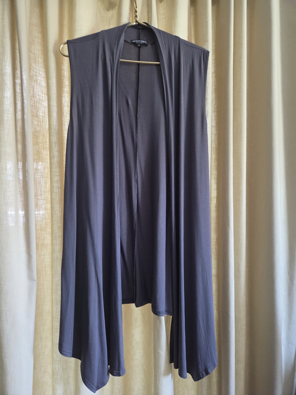 Urban Coco Charcoal Gray Sleeveless Open Front w/Asymmetrical Hem Vest XL
